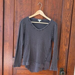 Dylan Charcoal Long Sleeve V-Neck Top SM